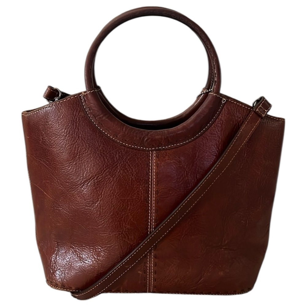 Fossil‎ Vintage Genuine Leather Burnt Round Hand bag Shoulder Purse